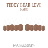 Teddy Bear Love brown French tip nails