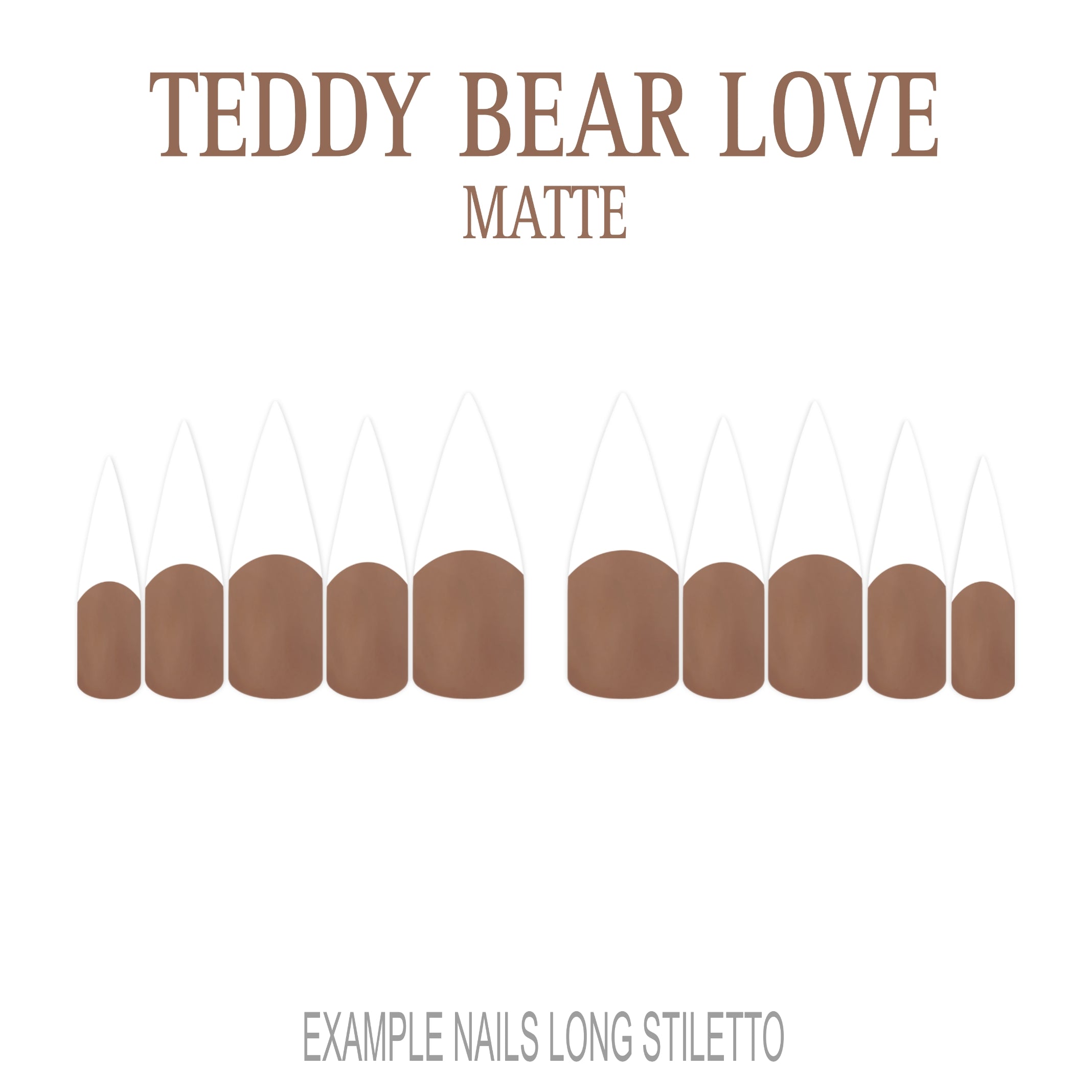 Teddy Bear Love brown French tip nails