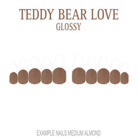 Teddy Bear Love brown French tip nails