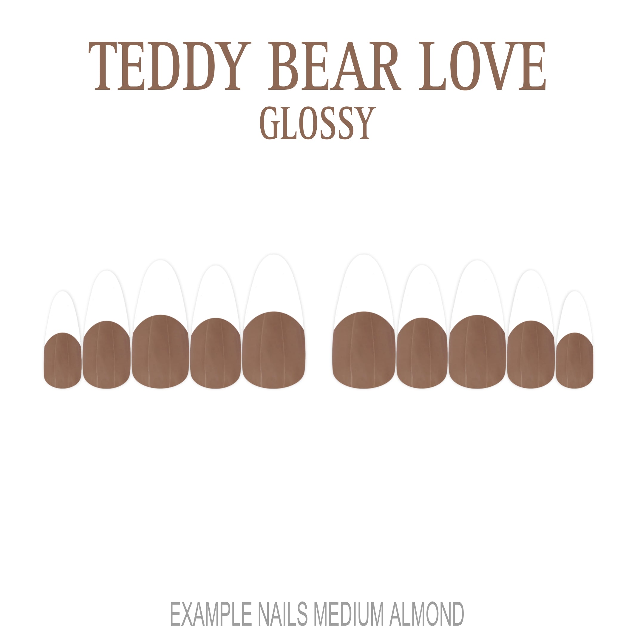 Teddy Bear Love brown French tip nails