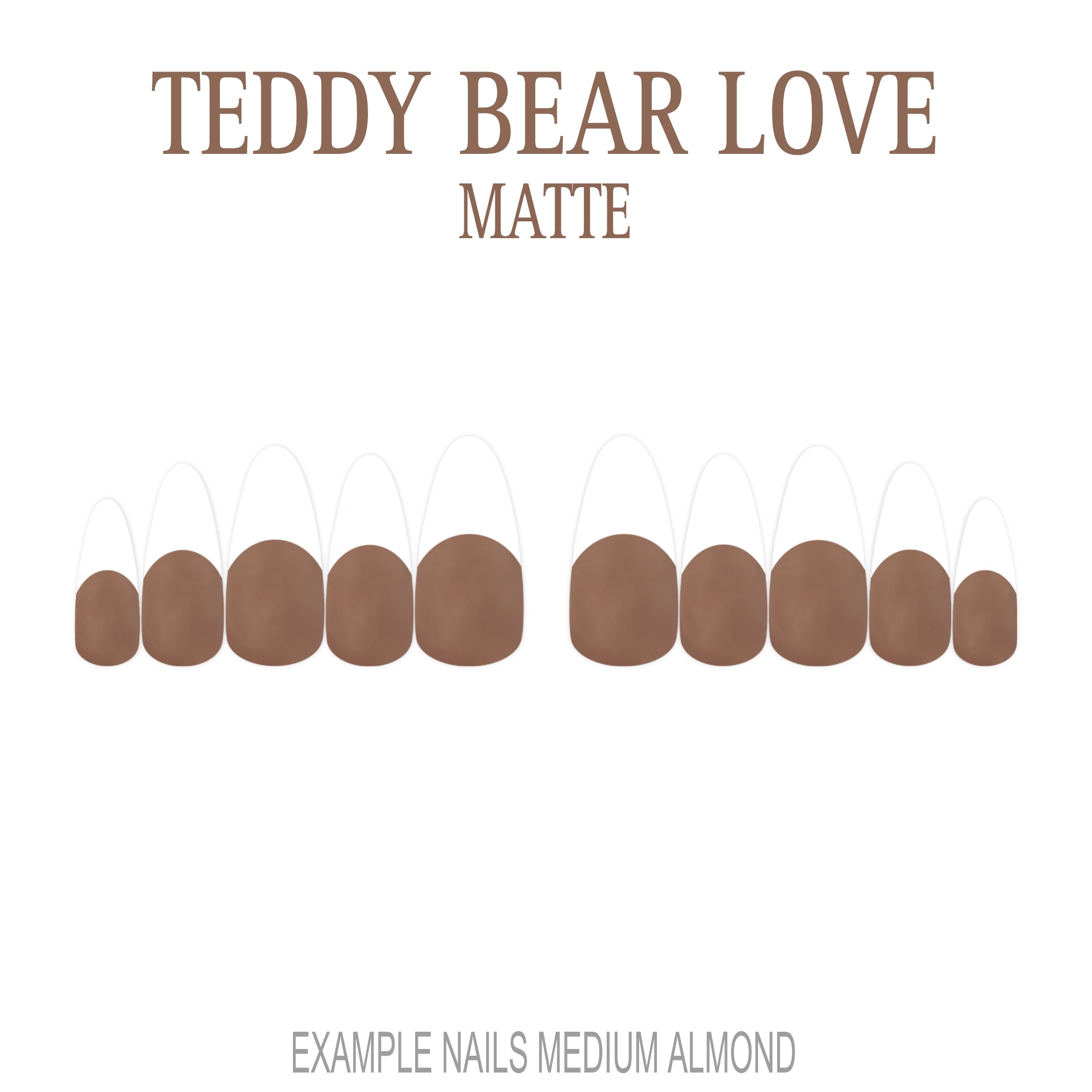 Teddy Bear Love brown French tip nails