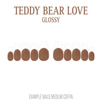 Teddy Bear Love brown French tip nails