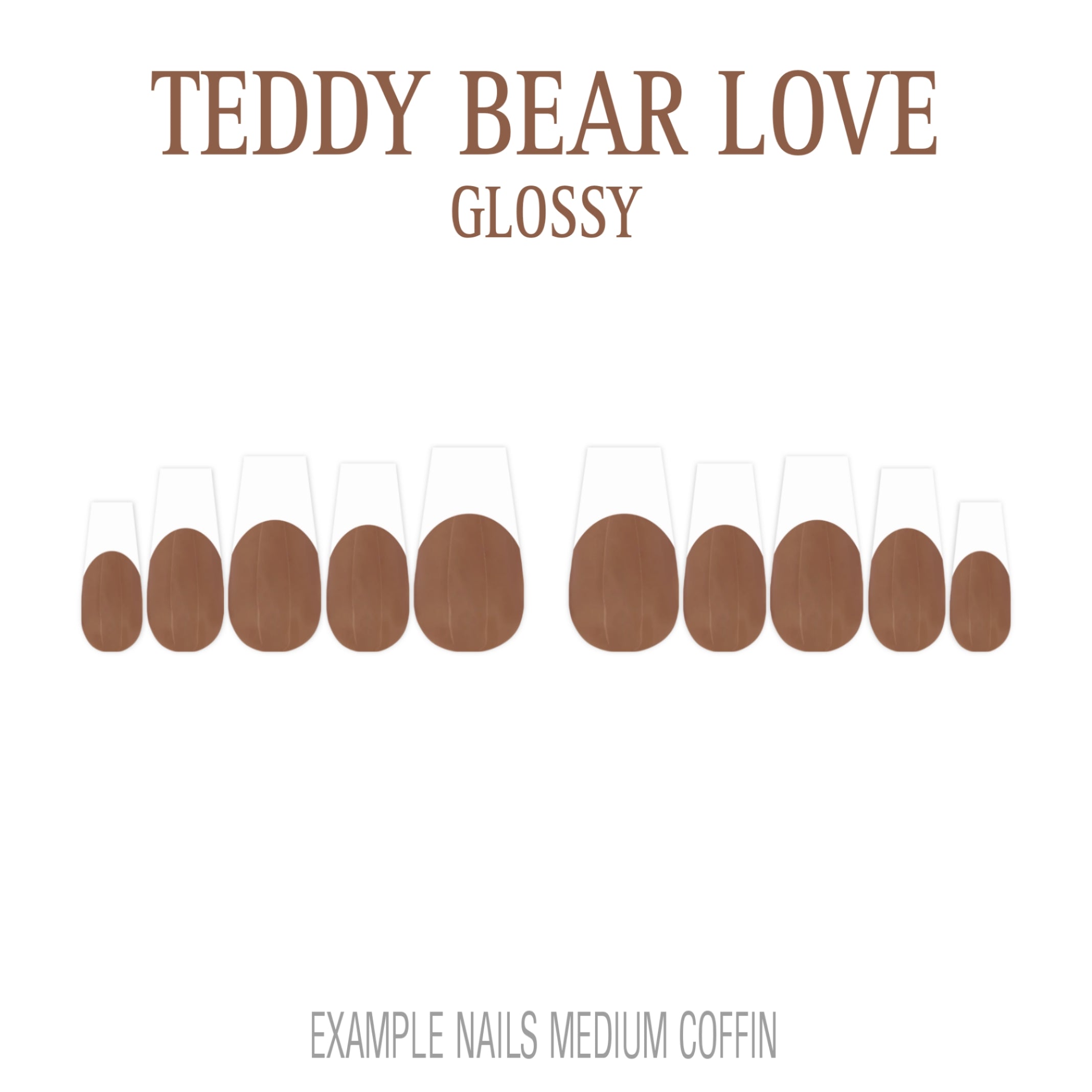 Teddy Bear Love brown French tip nails