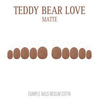 Teddy Bear Love brown French tip nails