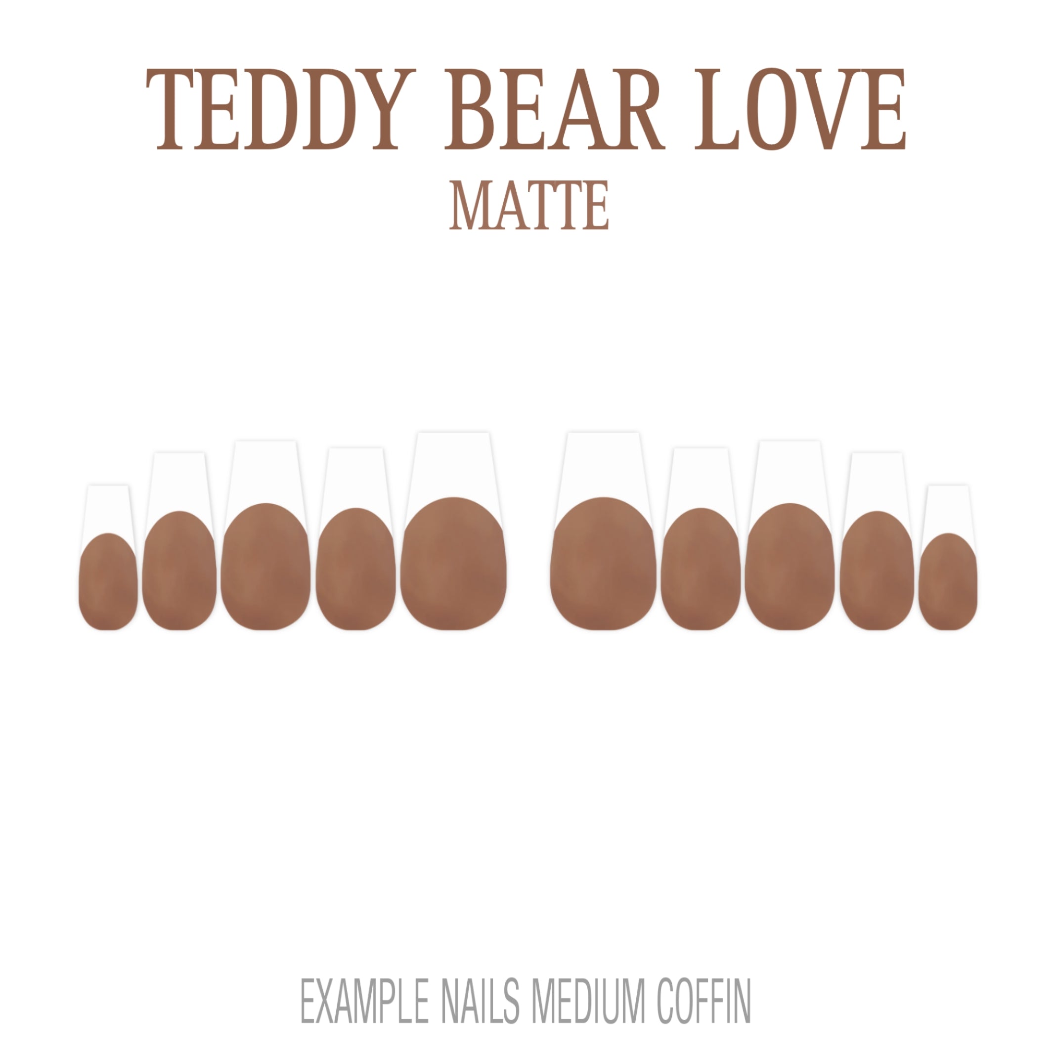 Teddy Bear Love brown French tip nails