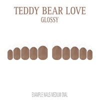 Teddy Bear Love brown French tip nails