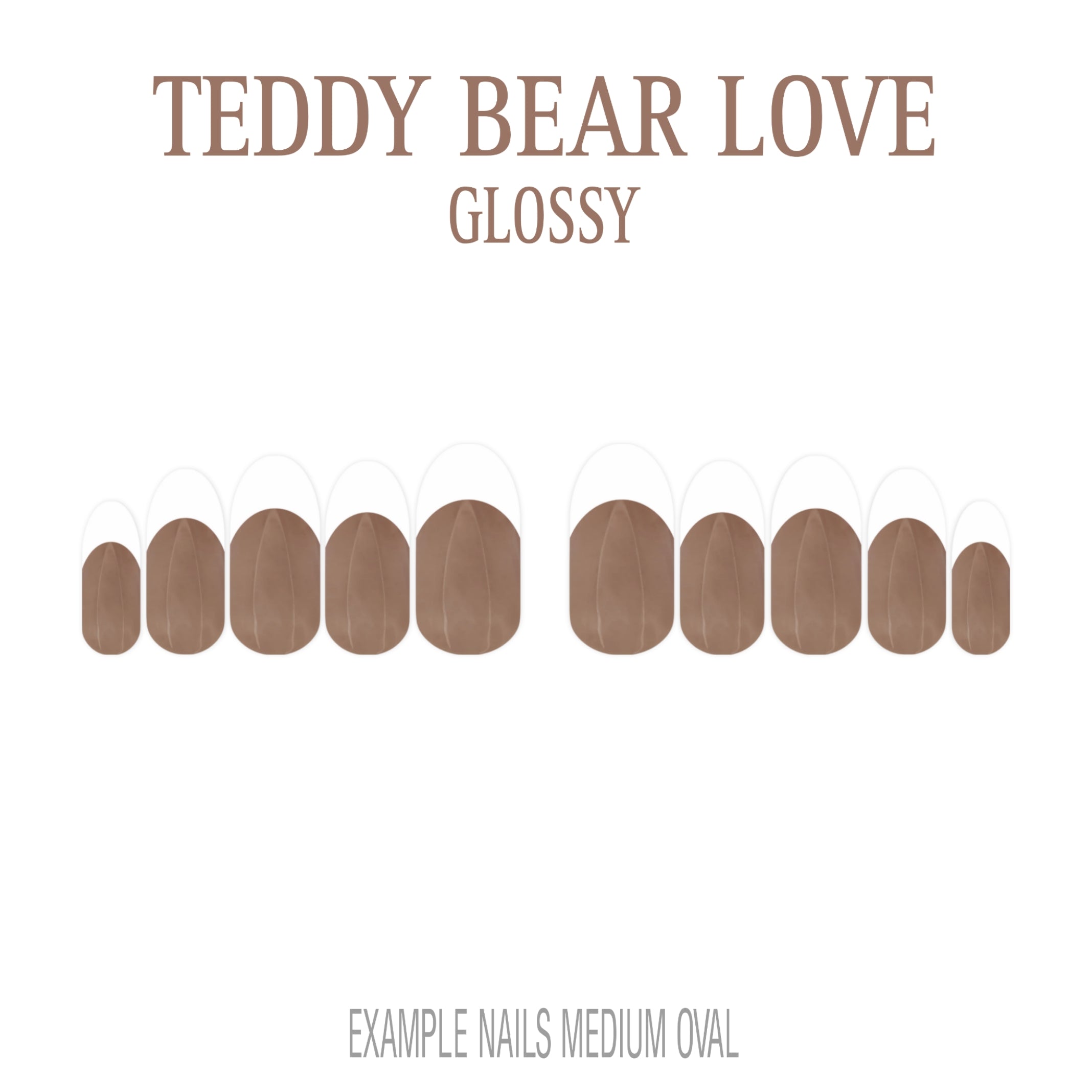 Teddy Bear Love brown French tip nails