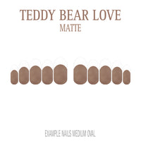 Teddy Bear Love brown French tip nails