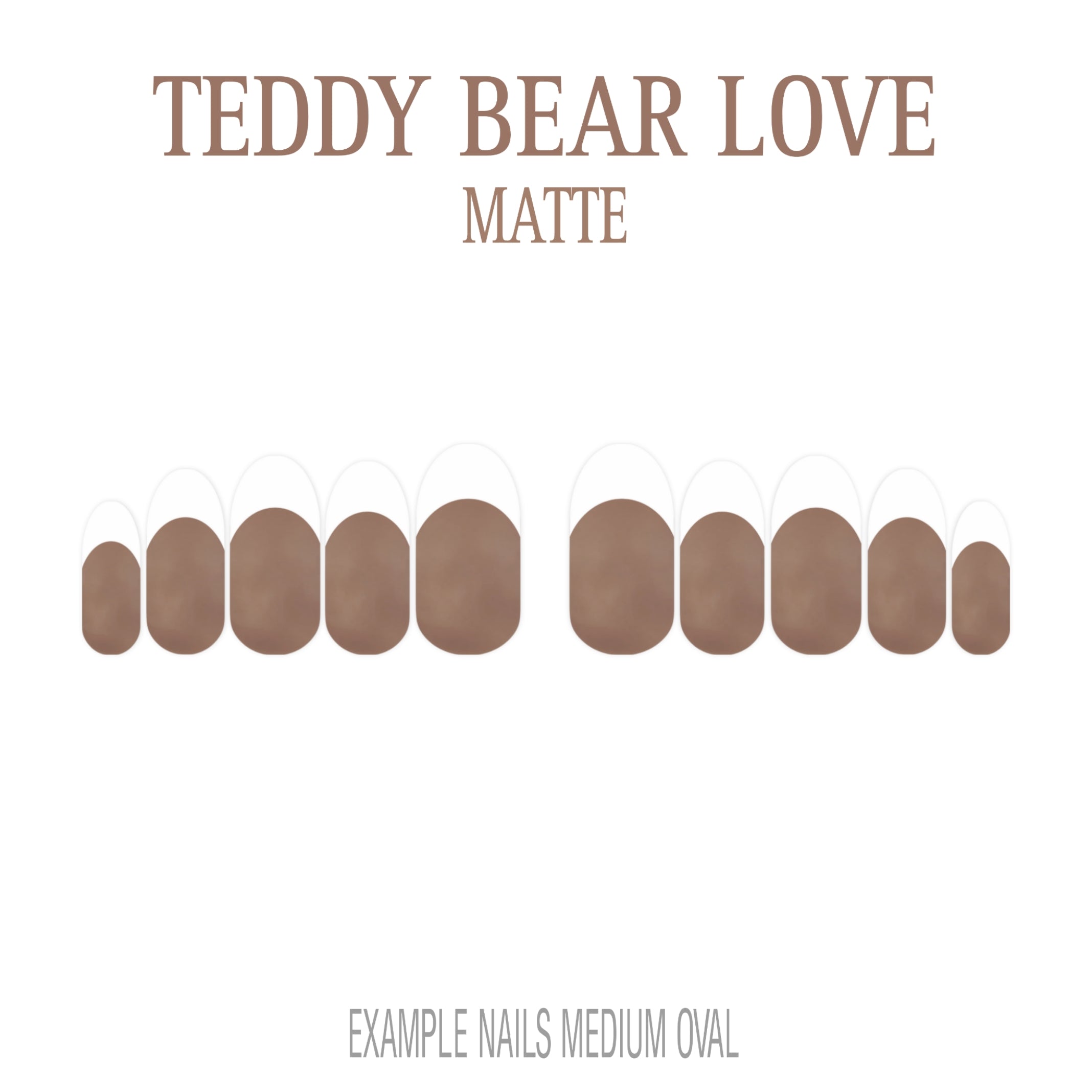Teddy Bear Love brown French tip nails