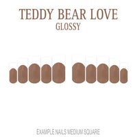 Teddy Bear Love brown French tip nails