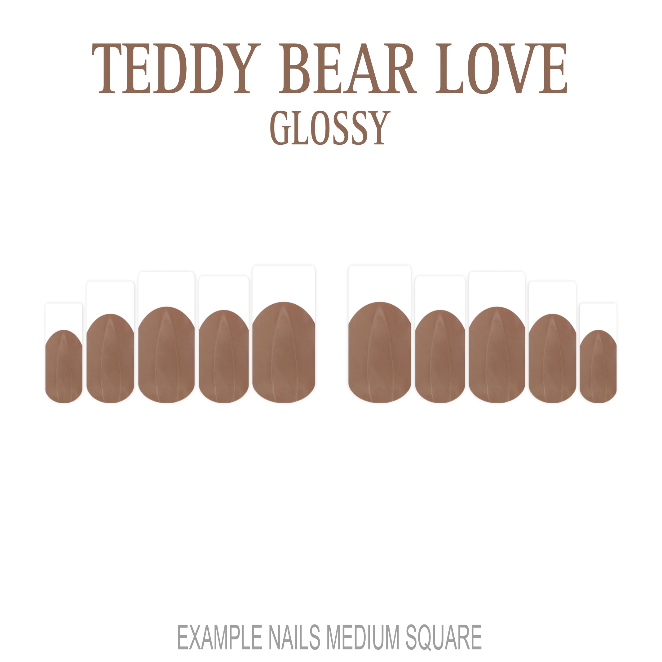 Teddy Bear Love brown French tip nails