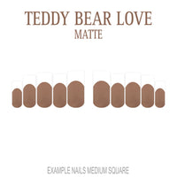 Teddy Bear Love brown French tip nails