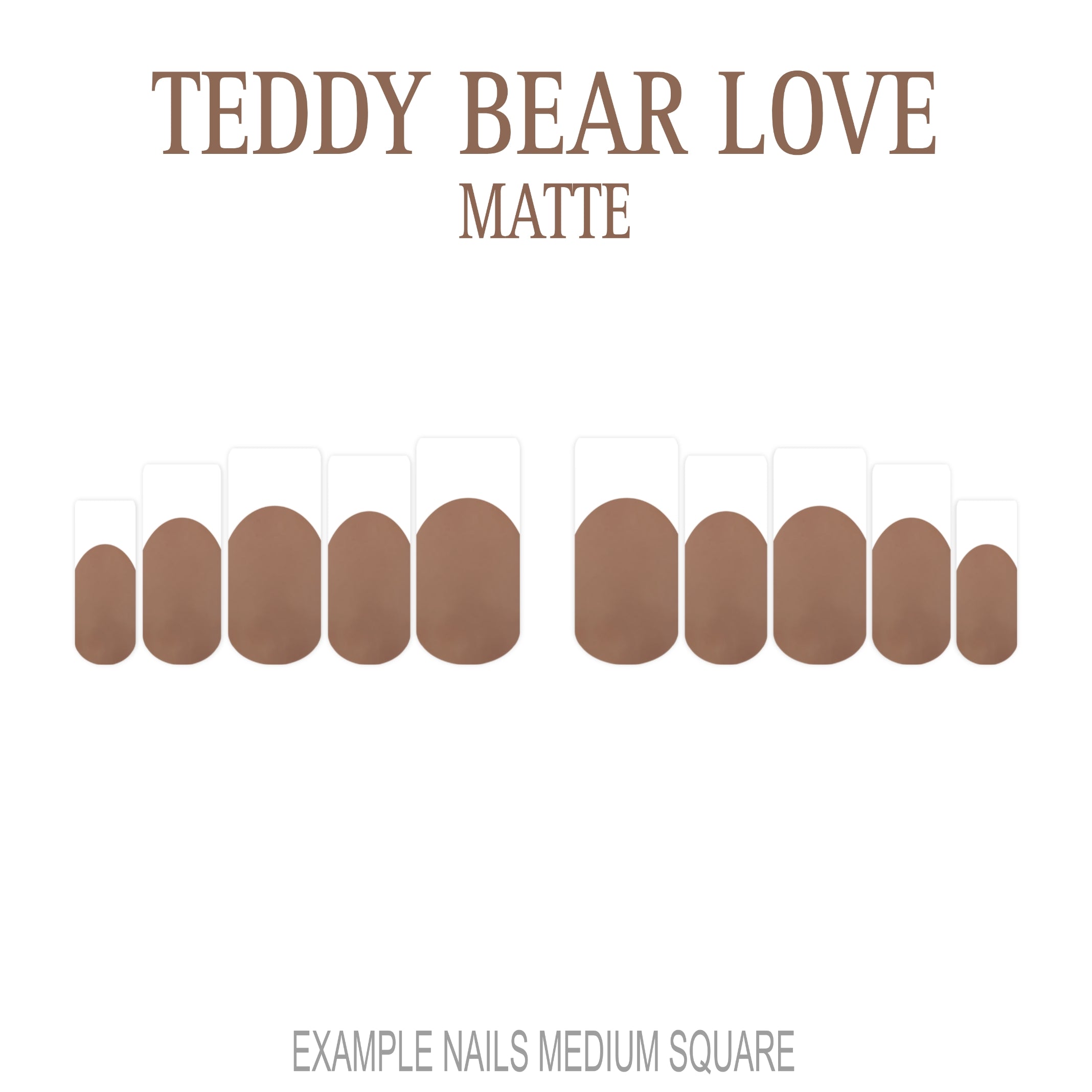 Teddy Bear Love brown French tip nails