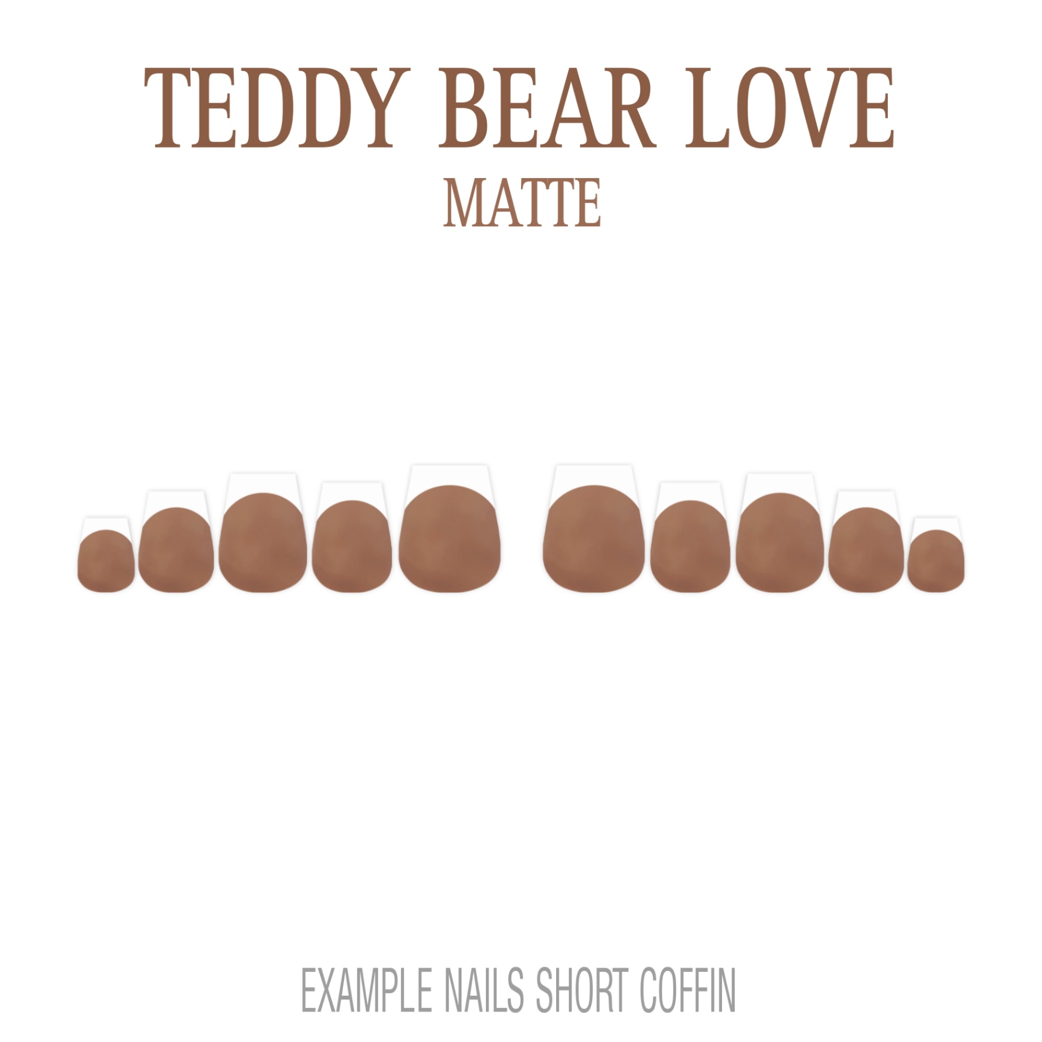 Teddy Bear Love brown French tip nails