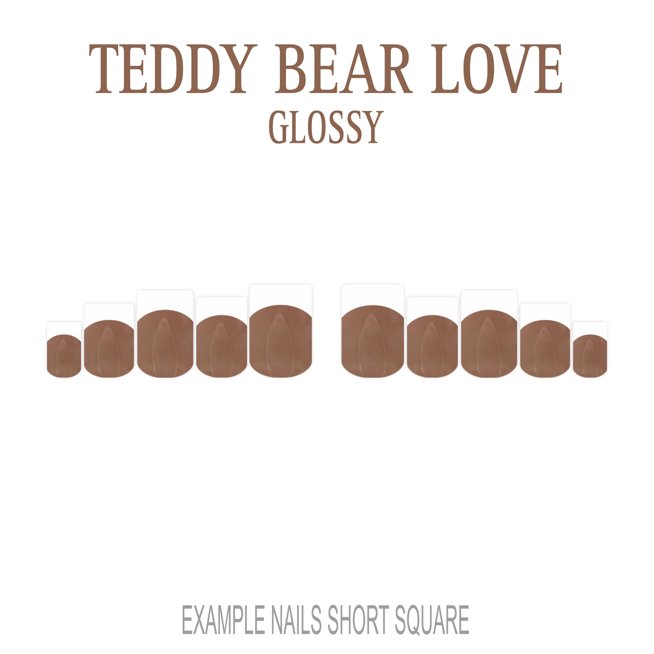 Teddy Bear Love brown French tip nails