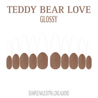 Teddy Bear Love brown French tip nails