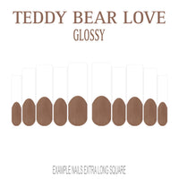 Teddy Bear Love brown French tip nails
