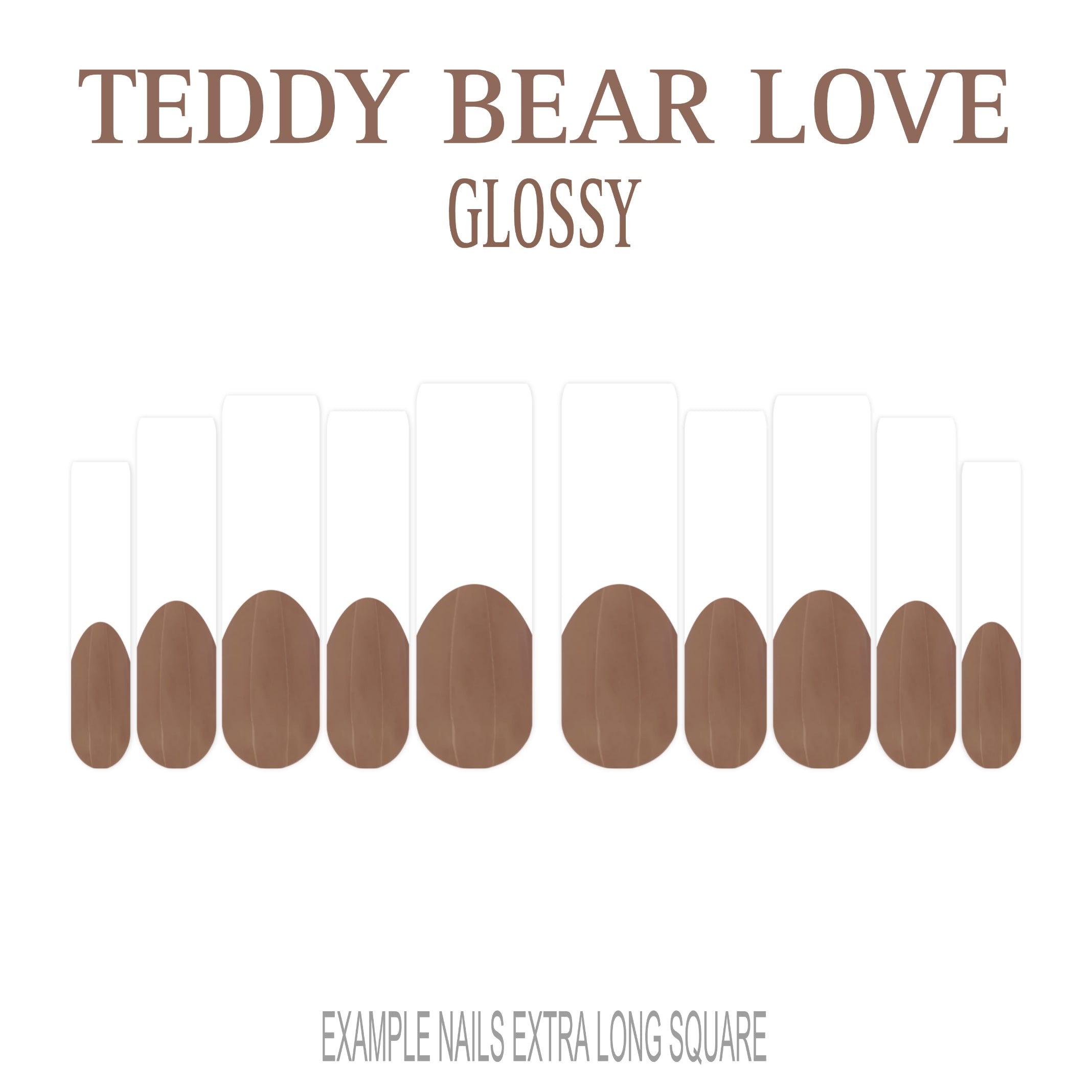 Teddy Bear Love brown French tip nails