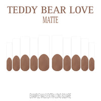 Teddy Bear Love brown French tip nails