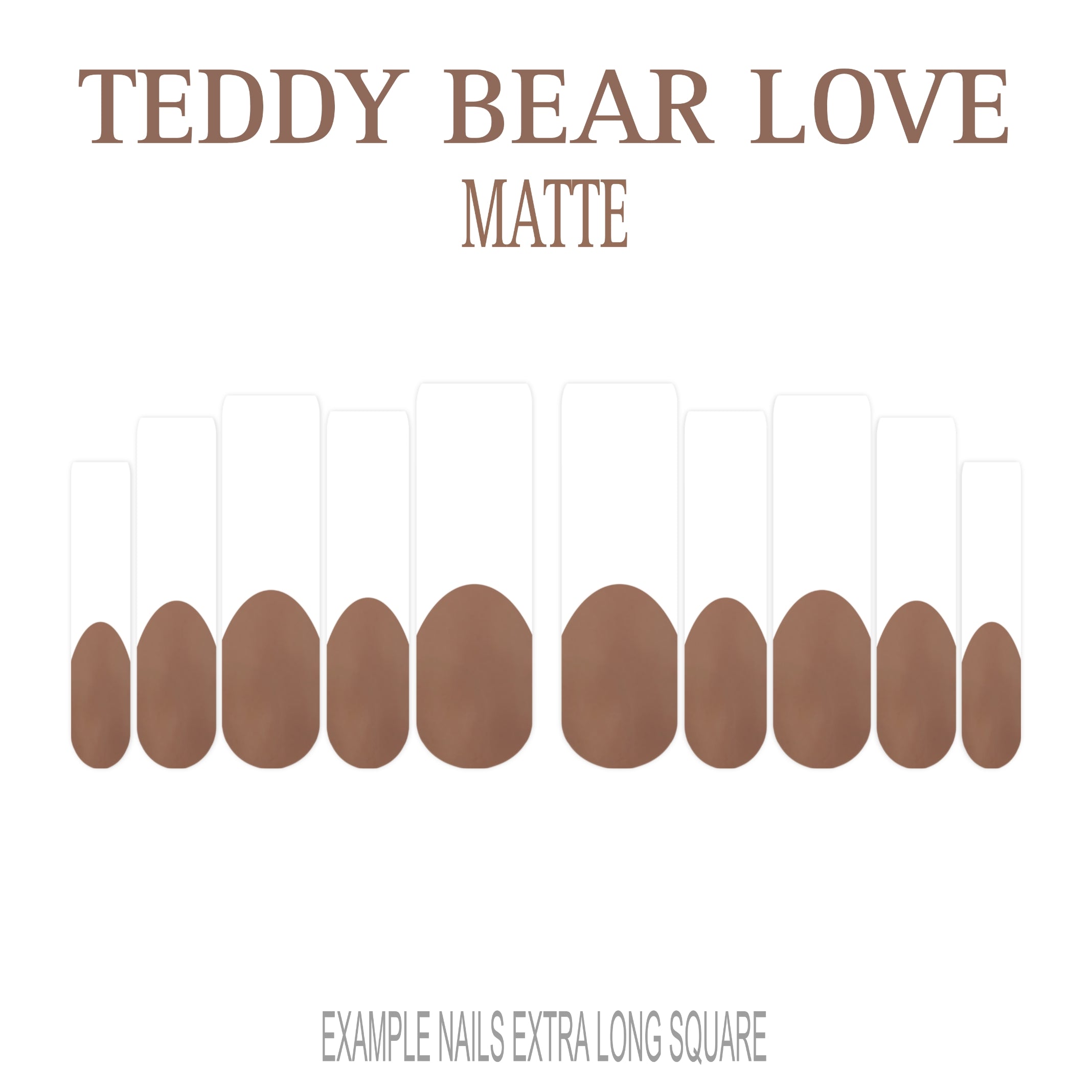 Teddy Bear Love brown French tip nails