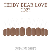 Teddy Bear Love brown French tip nails