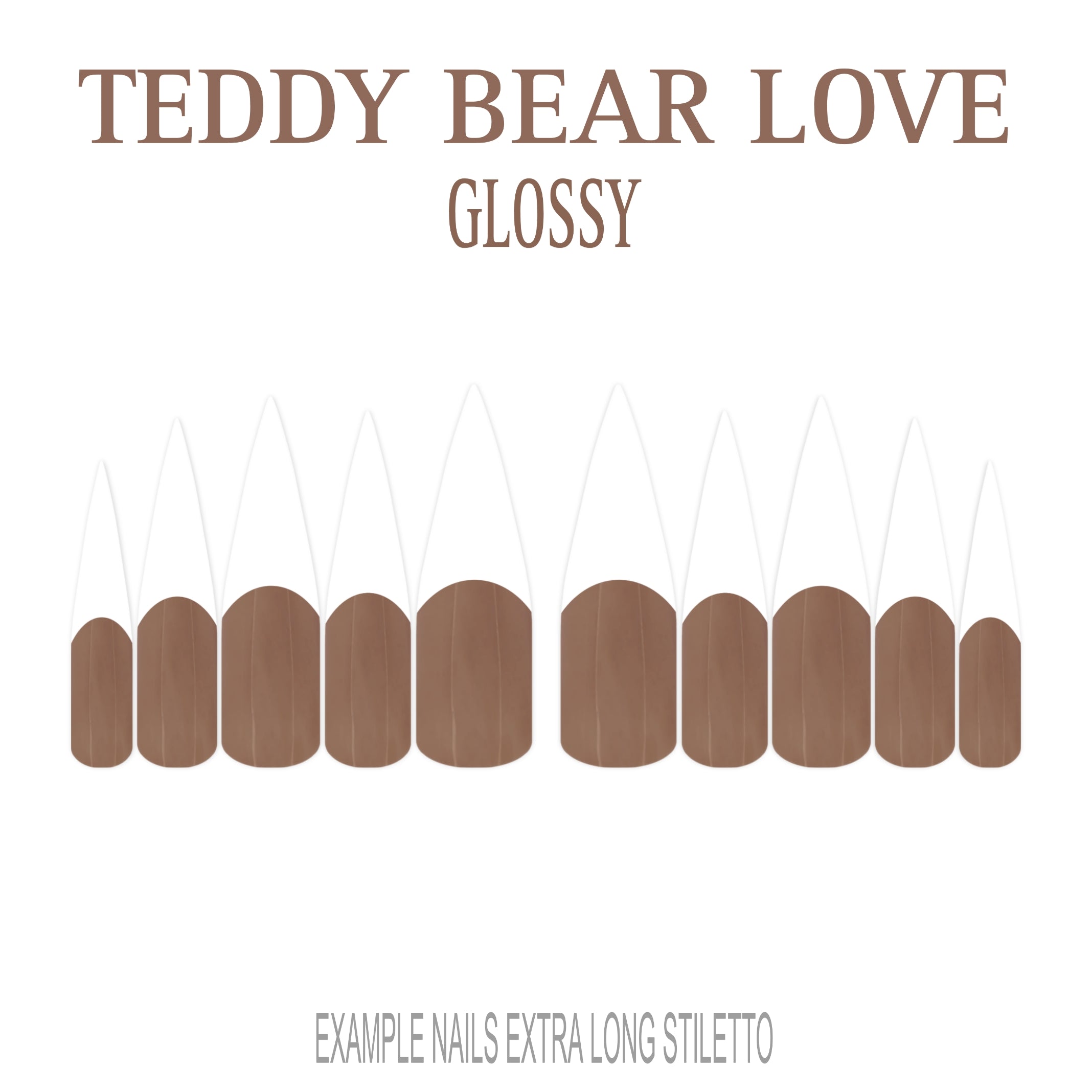 Teddy Bear Love brown French tip nails
