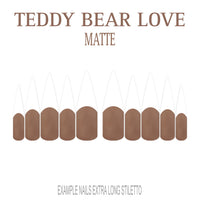 Teddy Bear Love brown French tip nails