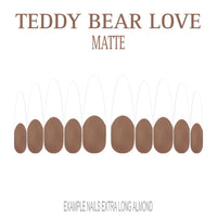 Teddy Bear Love brown French tip nails