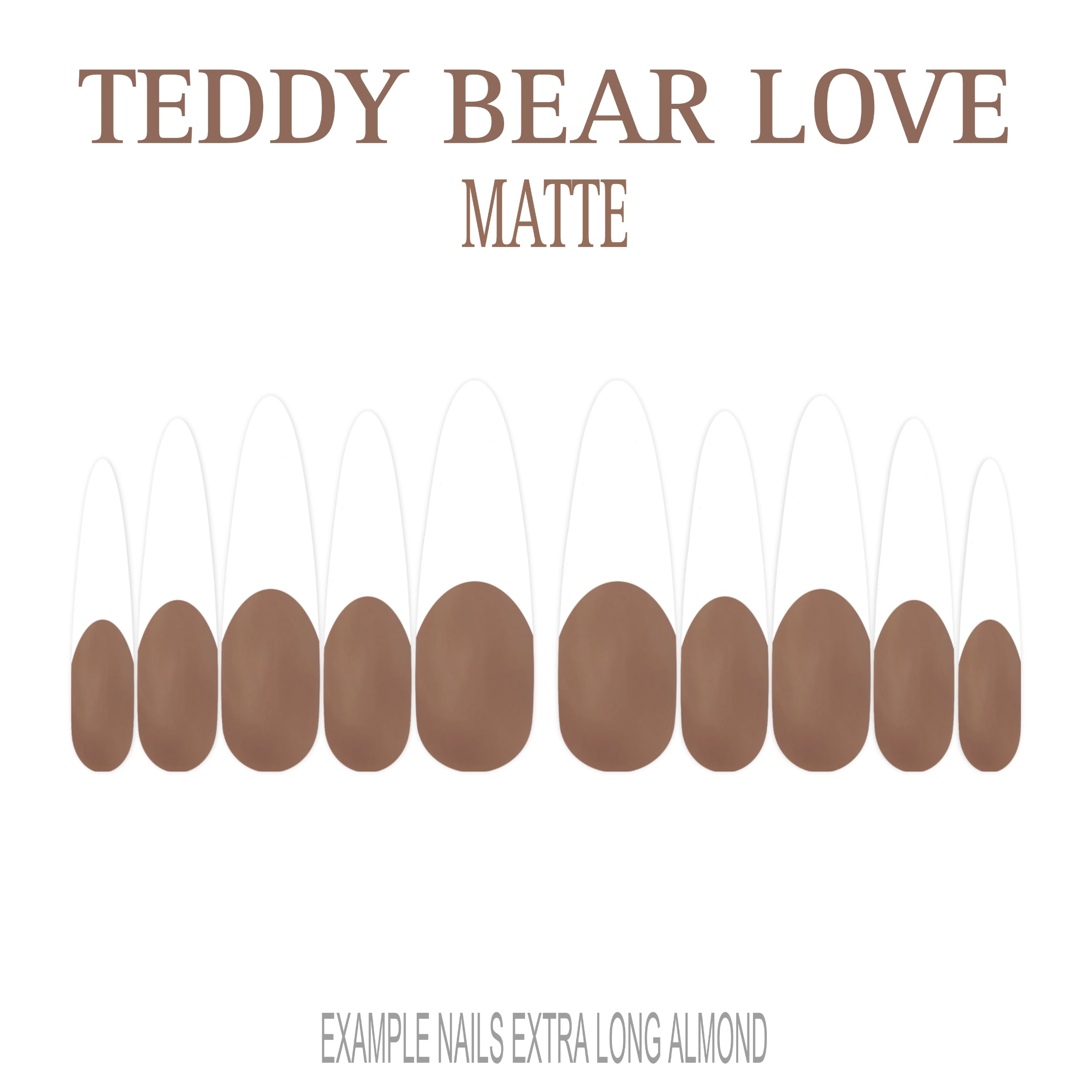 Teddy Bear Love brown French tip nails