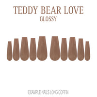 Teddy Bear Love warm brown press-on nails