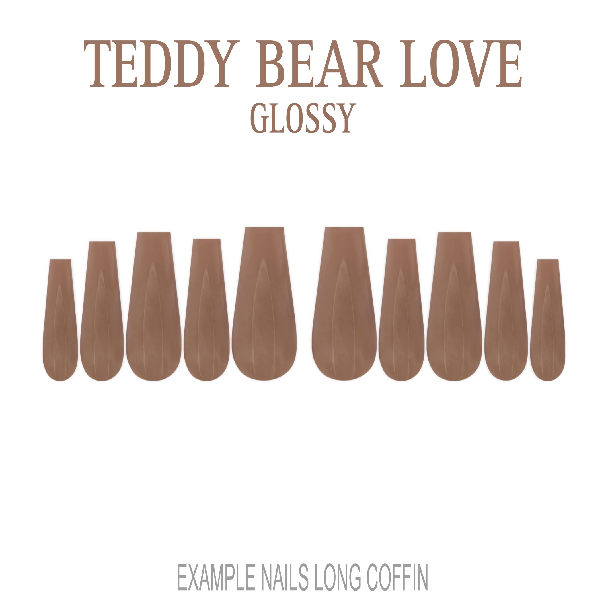 Teddy Bear Love warm brown press-on nails