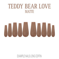 Teddy Bear Love warm brown press-on nails
