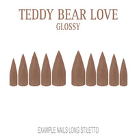 Teddy Bear Love warm brown press-on nails