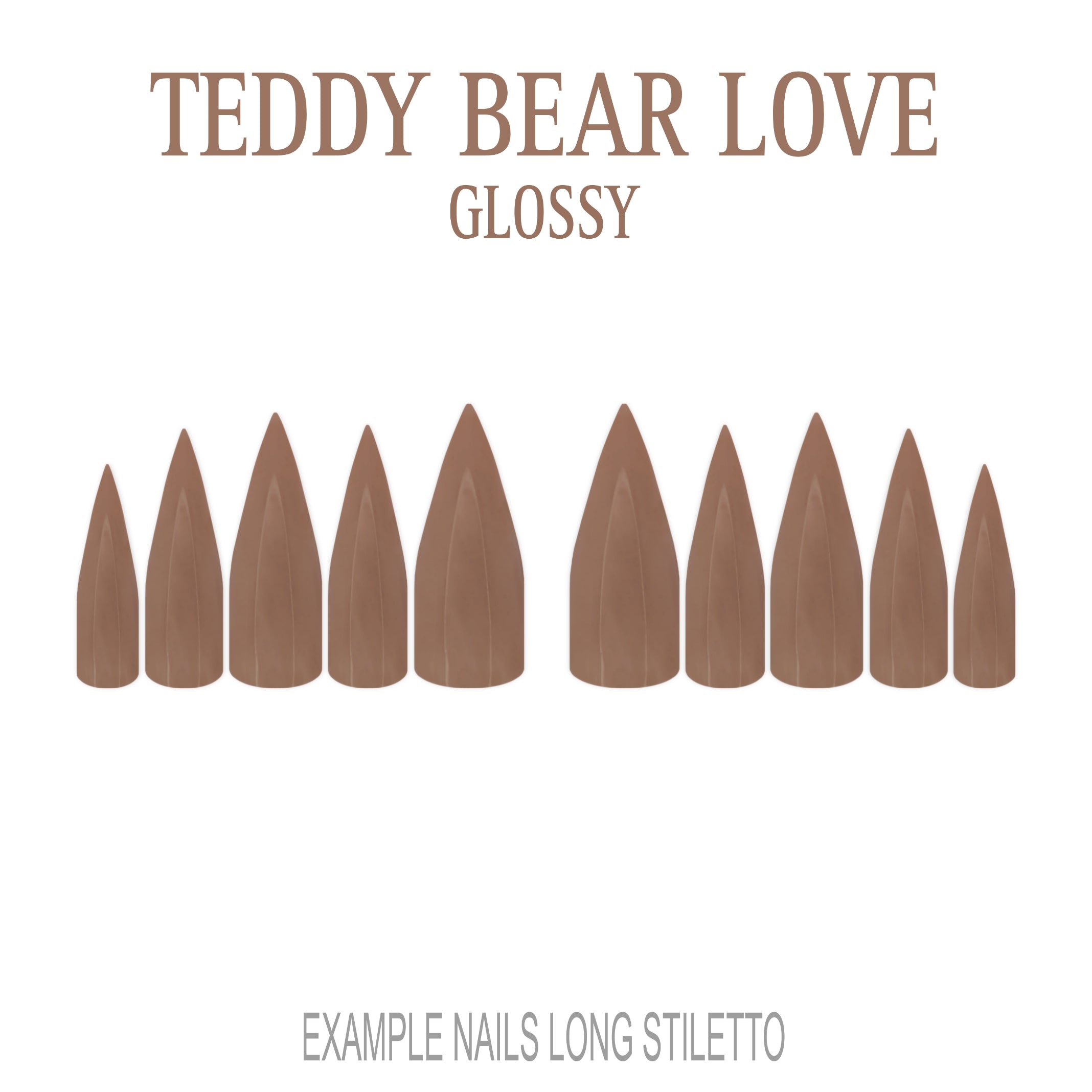 Teddy Bear Love warm brown press-on nails