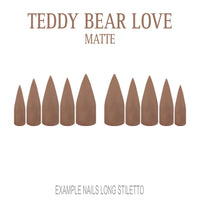 Teddy Bear Love warm brown press-on nails