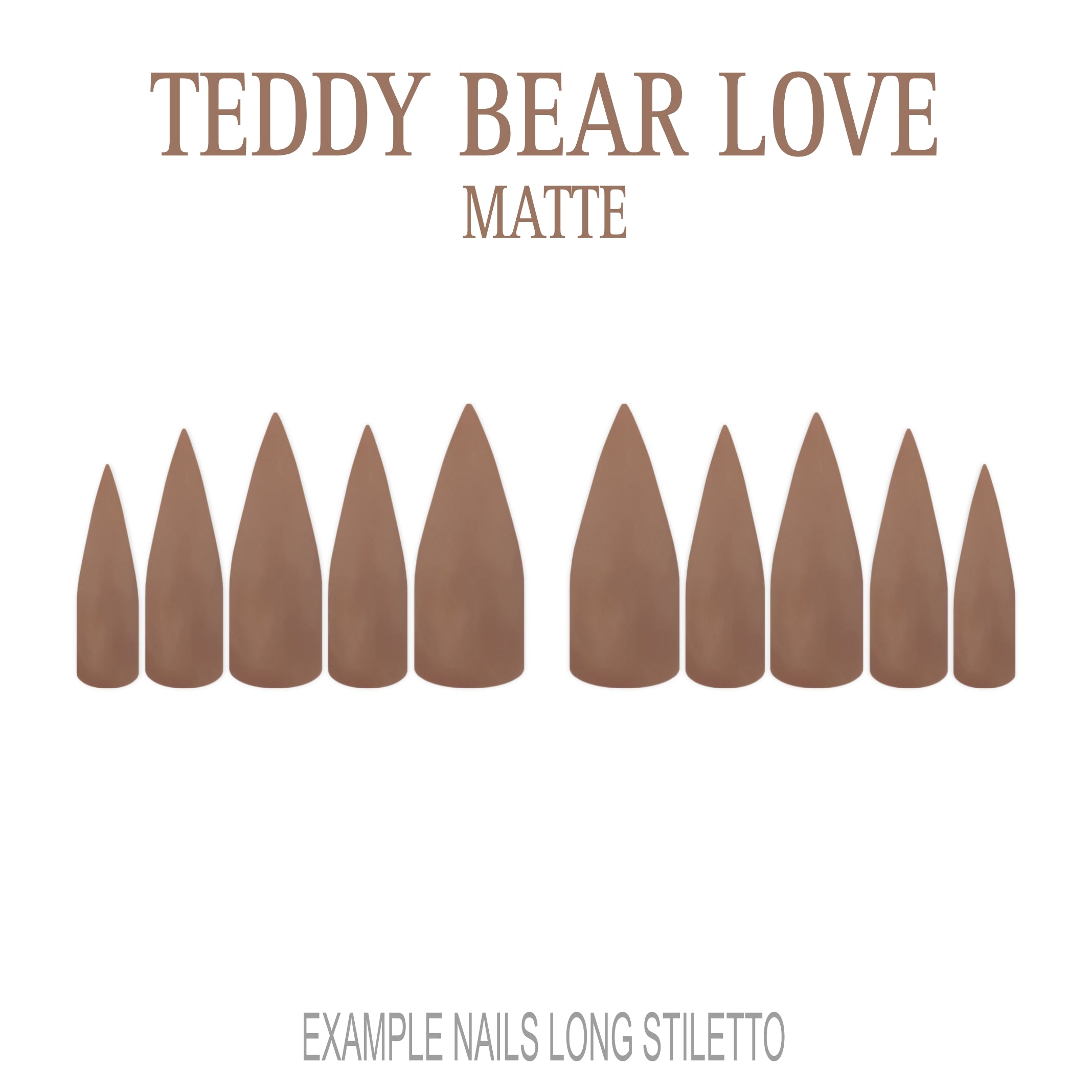 Teddy Bear Love warm brown press-on nails