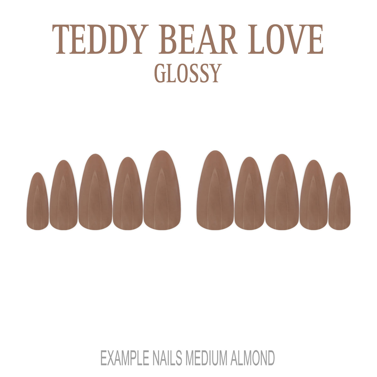 Teddy Bear Love warm brown press-on nails