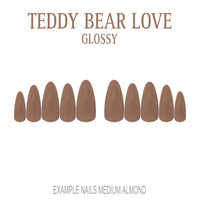 Teddy Bear Love warm brown press-on nails
