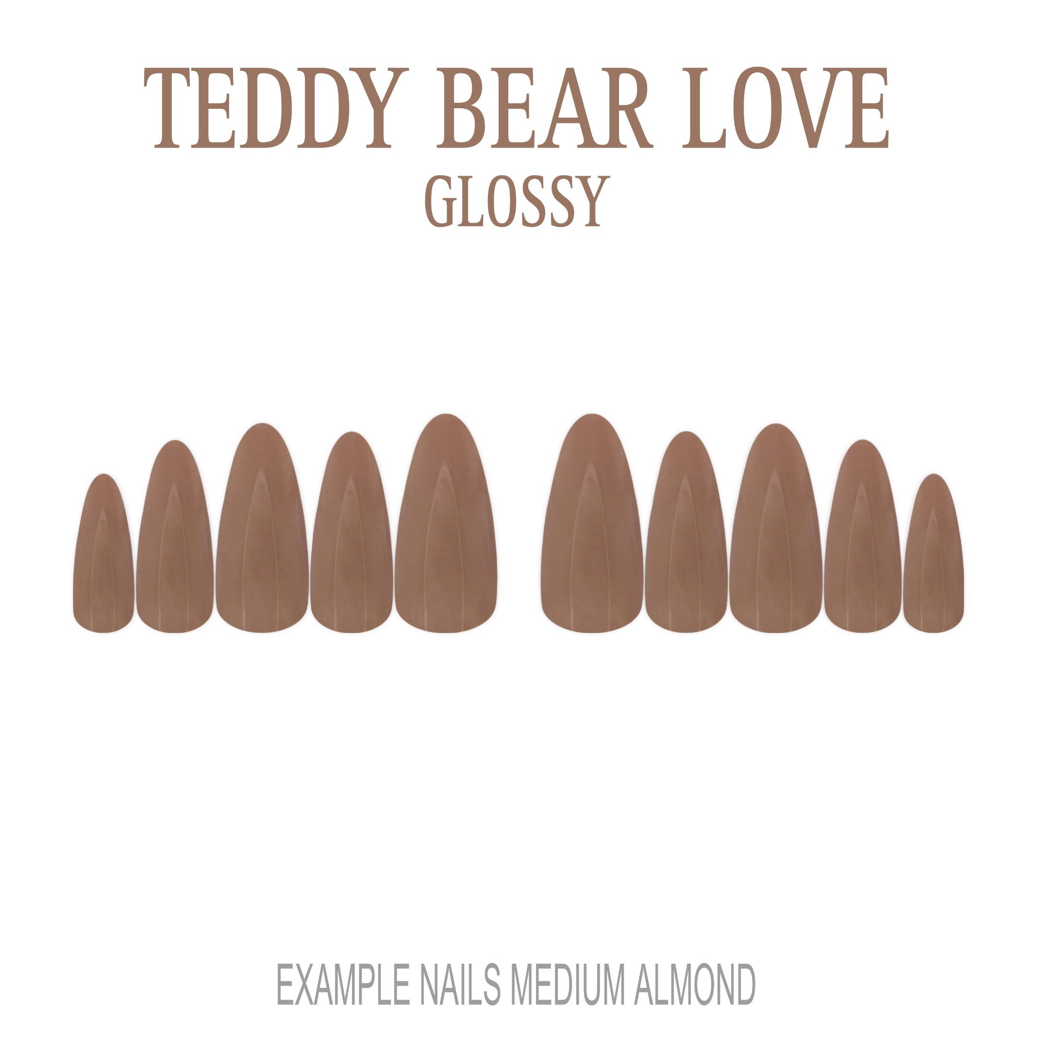 Teddy Bear Love warm brown press-on nails