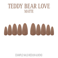 Teddy Bear Love warm brown press-on nails