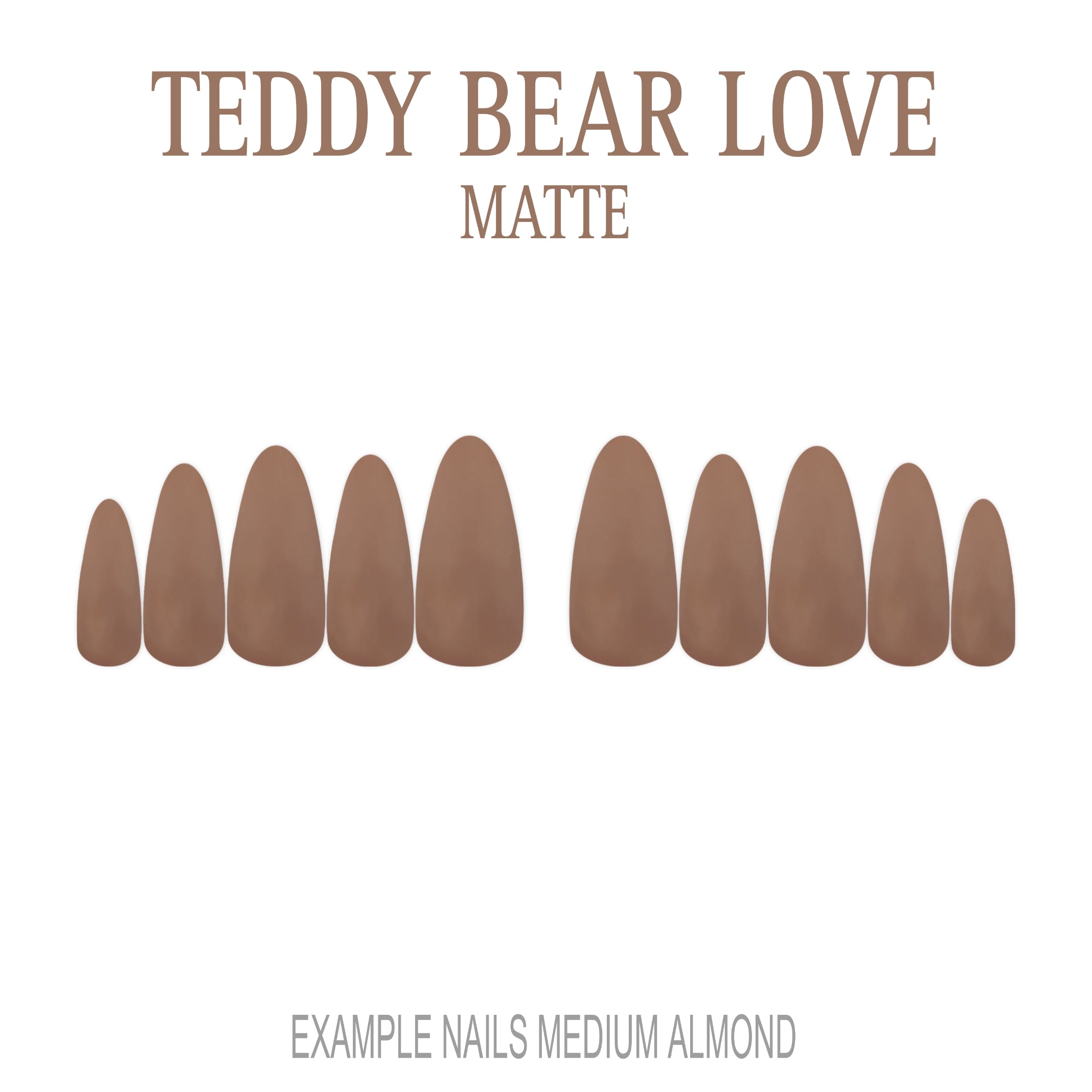 Teddy Bear Love warm brown press-on nails