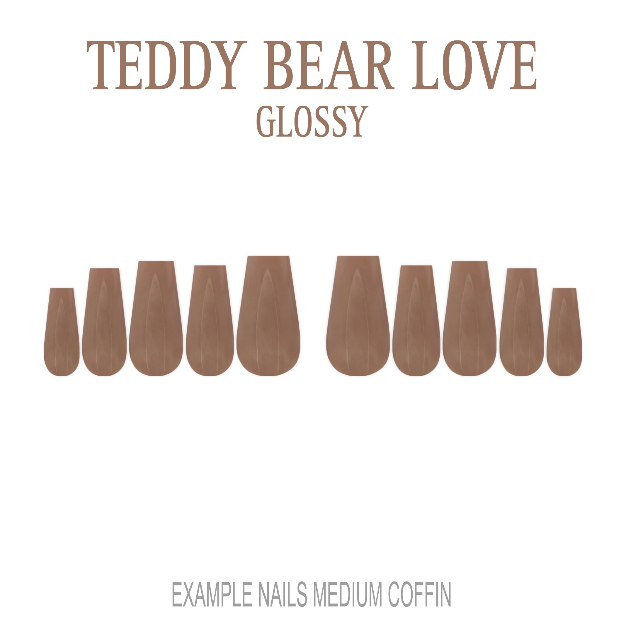 Teddy Bear Love warm brown press-on nails