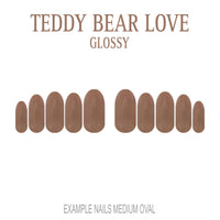 Teddy Bear Love warm brown press-on nails