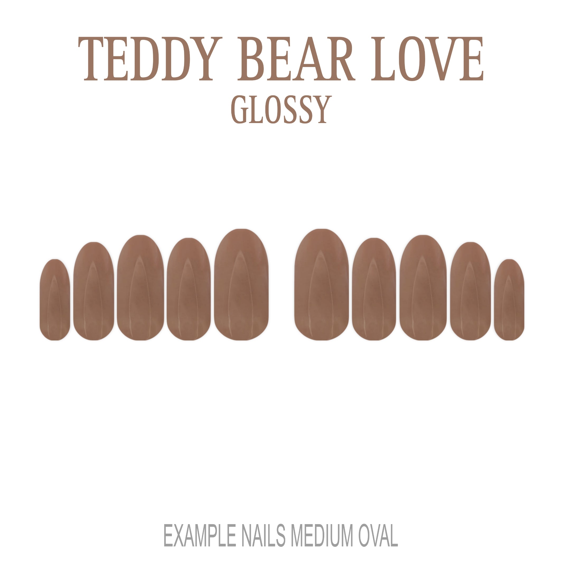 Teddy Bear Love warm brown press-on nails