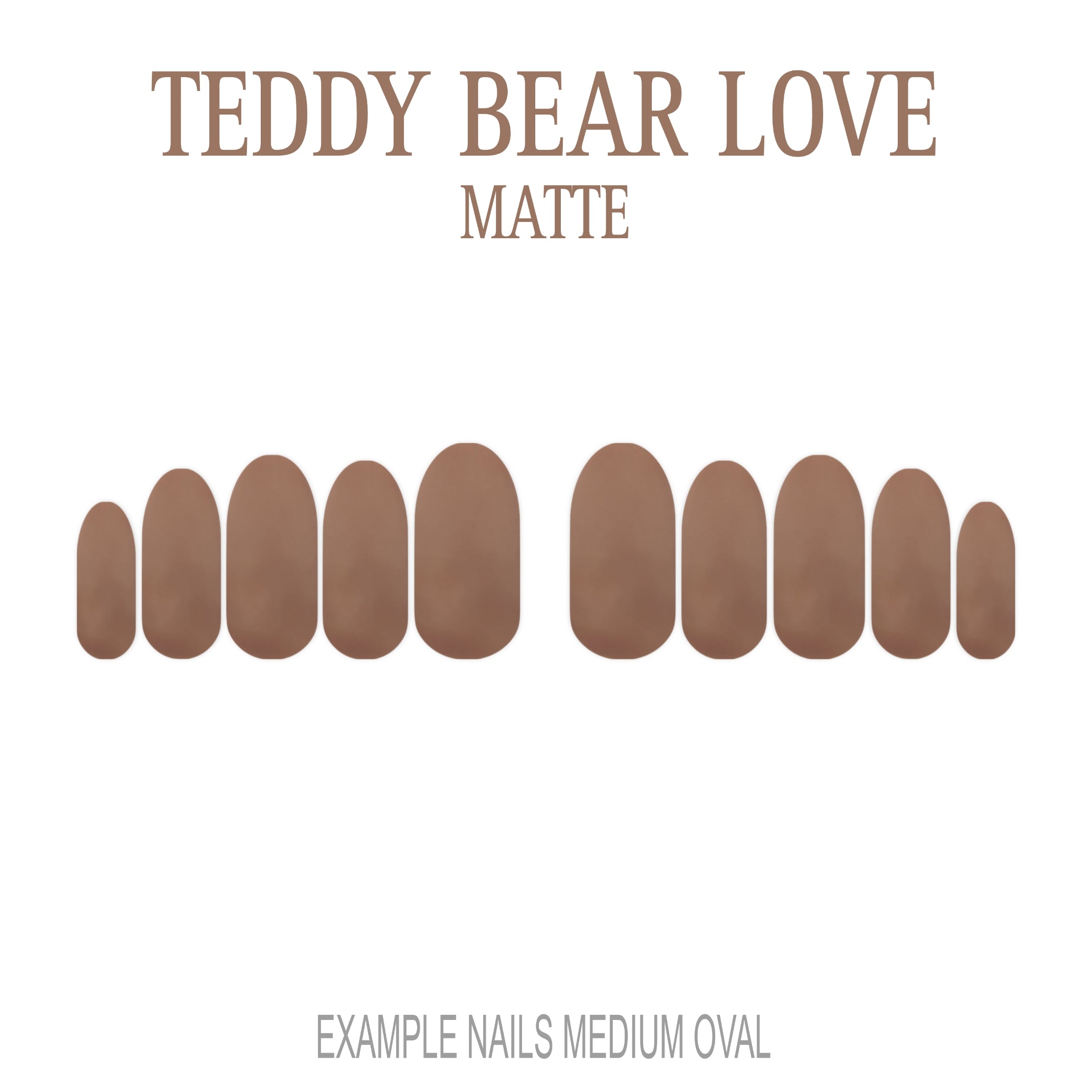 Teddy Bear Love warm brown press-on nails
