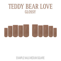 Teddy Bear Love warm brown press-on nails