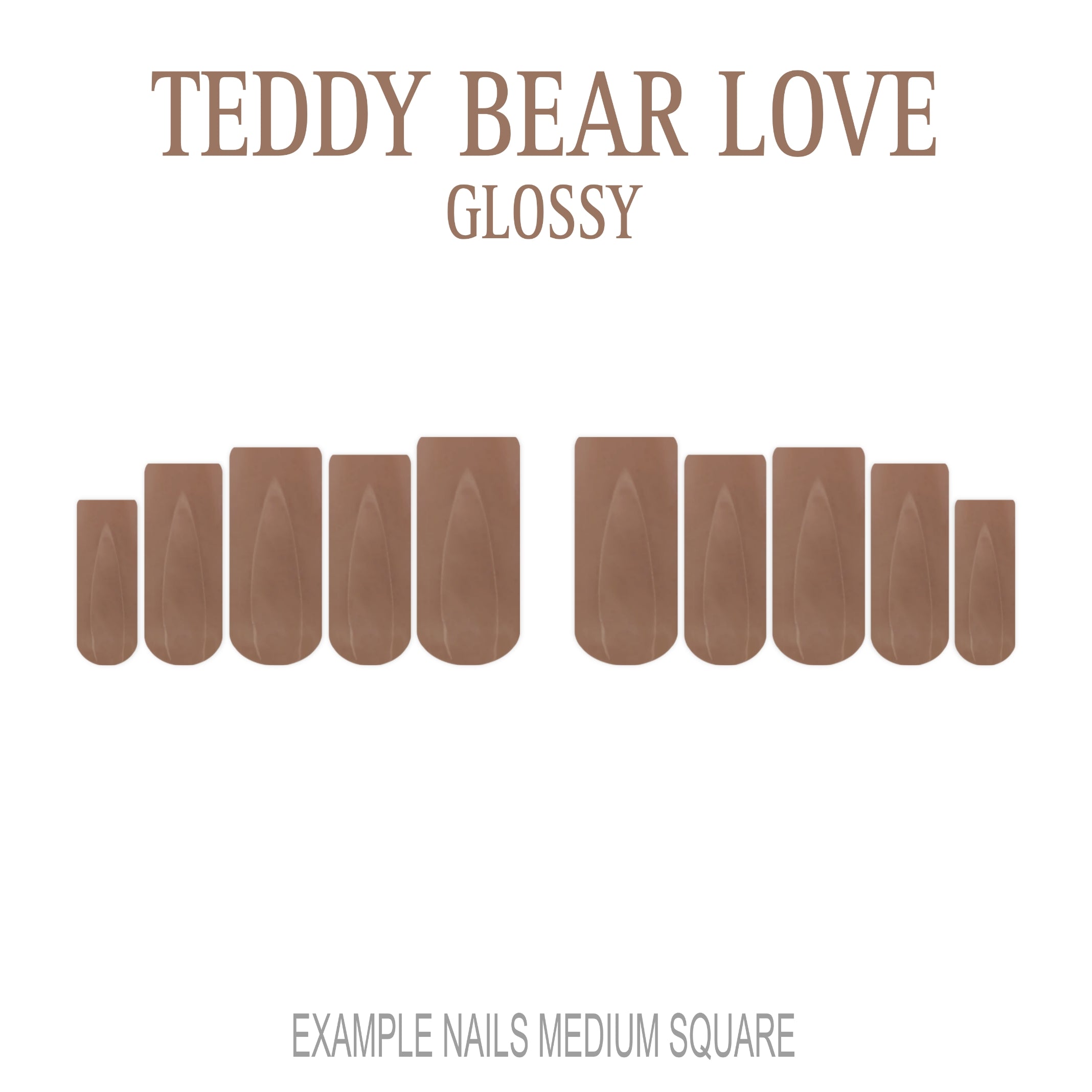 Teddy Bear Love warm brown press-on nails