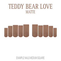 Teddy Bear Love warm brown press-on nails
