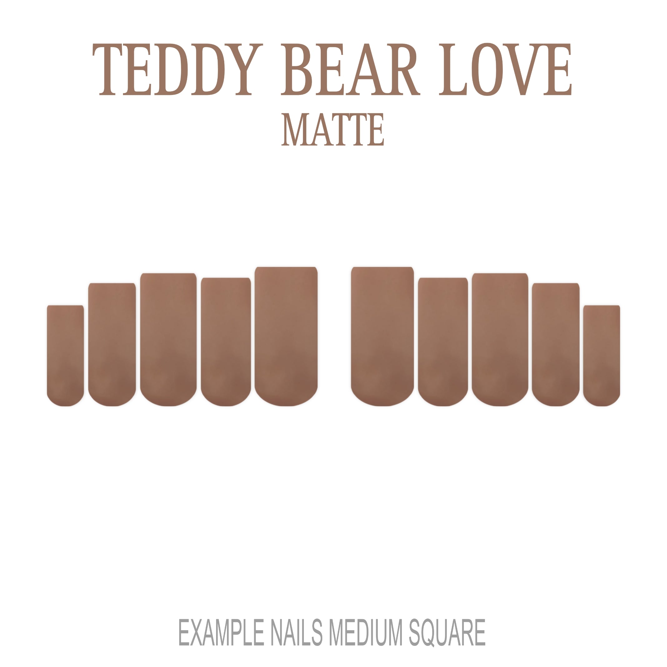 Teddy Bear Love warm brown press-on nails
