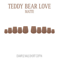 Teddy Bear Love warm brown press-on nails